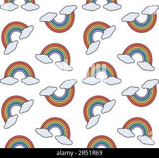 Vector seamless pattern of groovy lgbt rainbow Stock Vector