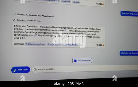 New York, USA - 31.05.2023: What is Bing AI. Editorial use. Stock Photo