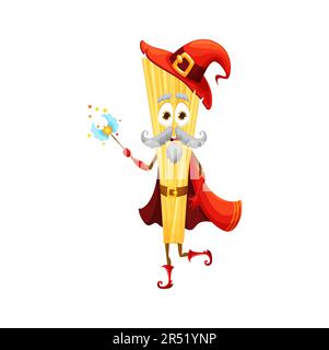 Cartoon Halloween italian pasta wizard character. Isolated vector ...