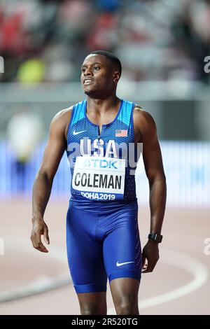 Christian COLEMAN Running The 4x100m Relay At The 2019 World Athletics ...