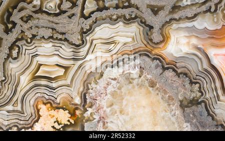 Macro closeup shot of mineral stone with bright natural pattern representing abstract and texture background Stock Photo