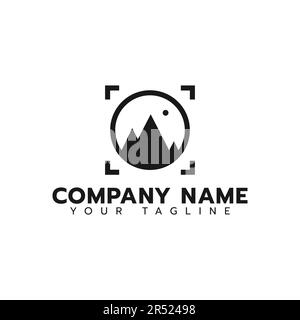 eps10 vector mountain or landscape photography logo design template isolated on white background Stock Vector