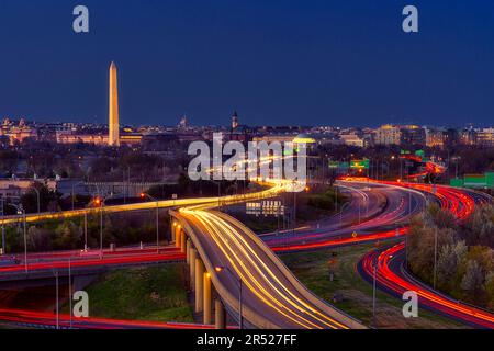 Washington DC Skyline Freeway Landmarks Stock Photo