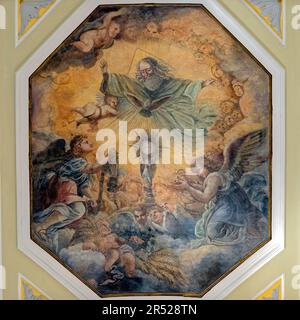 Ceiling Artwork within the church f. San Giovanni Battista in Vietri sul Mare, Italy Stock Photo