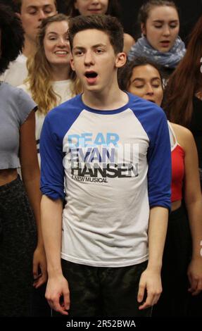 Andrew Barth Feldman rehearsing in Burrows Theater at NYU Tisch School of The Arts during the 2018 National High School Musical Theatre Awards, aka the JIMMY AWARDS in New York City on June 23, 2018.  Photo Credit: Henry McGee/MediaPunch Stock Photo