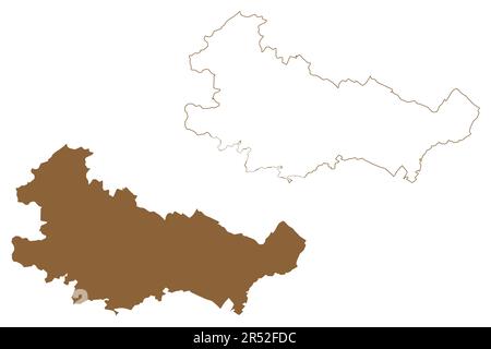 Baden district (Republic of Austria or Österreich, Lower Austria or Niederösterreich state) map vector illustration, scribble sketch Bezirk Baden map Stock Vector