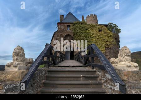 Main gate to the former Thurant Castle, built in 1197, today castle ruins, Alken on the Moselle, Rhineland-Palatinate, Germany Stock Photo