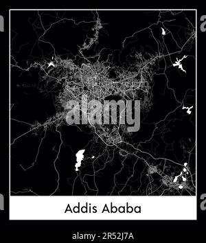 Minimal city map of Addis Ababa (Ethiopia Africa) Stock Vector