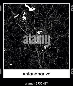 Minimal city map of Antananarivo (Madagascar Africa) Stock Vector