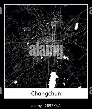 Minimal city map of Changchun (China Asia) Stock Vector