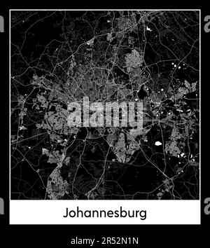 Minimal city map of Johannesburg (South Africa Africa) Stock Vector