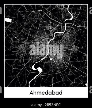 Minimal city map of Ahmedabad (India AMinimal city map of Ahmedabad (India Asia)sia) Stock Vector