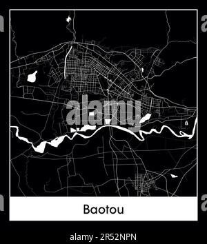 City Map Baotou China Asia vector illustration black white Stock Vector ...