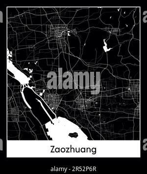 Minimal city map of Zaozhuang (China AMinimal city map of Zaozhuang (China Asia)sia) Stock Vector