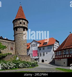 School bell tower, Ostheim, Rhoen-Grabfeld district, Lower Franconia, Bavaria, Rhoen-Grabfeld, Germany Stock Photo