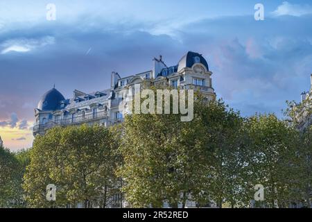 Paris, beautiful Haussmann facades in a luxury area of the capital, avenue de Breteuil Stock Photo