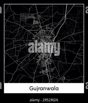 Minimal city map of Gujranwala (PakistaMinimal city map of Gujranwala (Pakistan Asia)n Asia) Stock Vector