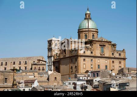 Cathedral, Old Town, Piazza Armerina, Enna Province, Sicily, Italy, Cathedral Stock Photo