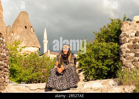 Turkish woman, Uchisar, Cappadocia, Nevsehir Province, Central Anatolia, Turkey, Turkish woman Stock Photo