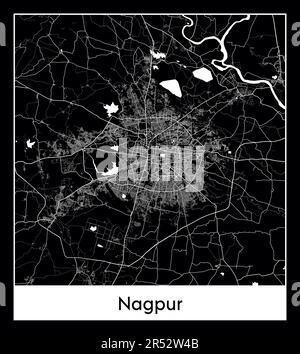 Minimal city map of Nagpur (India Asia)Minimal city map of Nagpur (India Asia) Stock Vector