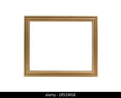 Classic gold picture frame isolated with cut out center. Stock Photo