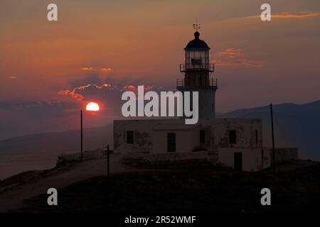 Lighthouse, Mykonos, Cape Armenistis, Cyclades, Greece Stock Photo