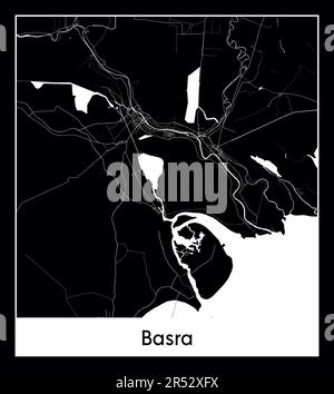 Minimal city map of Basra (Iraq Asia)Minimal city map of Basra (Iraq Asia) Stock Vector