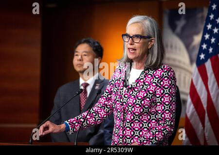 House Minority Whip Katherine Clark, DMass., speaks during a news conference at the Capitol