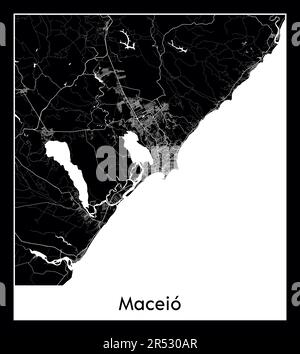 Minimal city map of Maceio (Brazil South America) Stock Vector