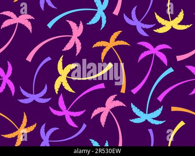 Colorful palm trees seamless pattern. Summer time, wallpaper with tropical palm trees pattern. Design for printing t-shirts, banners and promotional i Stock Vector