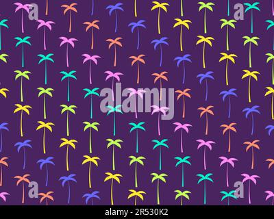 Colorful palm trees seamless pattern. Summer time, wallpaper with tropical palm trees pattern. Design for printing t-shirts, banners and promotional i Stock Vector