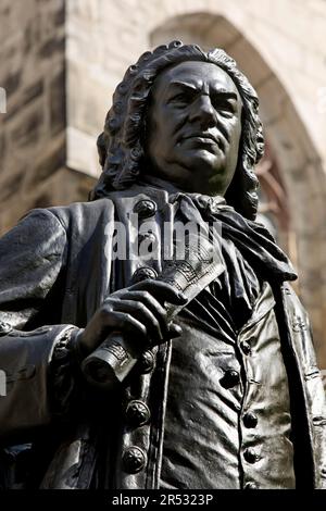 New Bach Monument on the Thomaskirchhof by Carl Seffner, Leipzig, Saxony, Germany Stock Photo