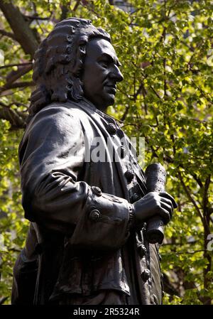 New Bach Monument on the Thomaskirchhof by Carl Seffner, Leipzig, Saxony, Germany Stock Photo