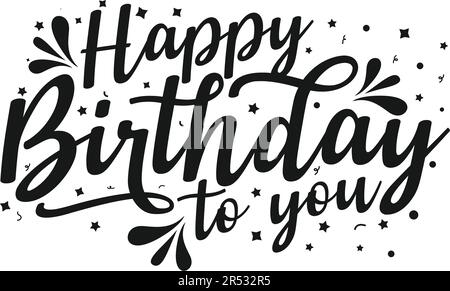 Happy birthday black text vector Stock Vector