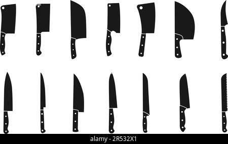 Knife set black silhouette vector Stock Vector