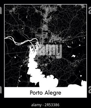 Minimal city map of Porto Alegre (Brazil South America) Stock Vector