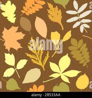 Seamless pattern with different leaves silhouettes Stock Vector