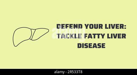 Liver Disease Banner on Yellow Background. Stylish Banner with Text and Icon for Healthcare and Medical Stock Vector