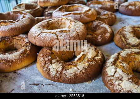 Caccavellu bread, a typical corse flavored bread with "brocciu" a local cheese Stock Photo