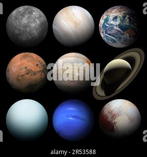 Solar system planets isolated on black for ease of use and integration into your design. Elements of this image furnished by NASA. Stock Photo