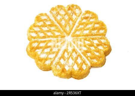 Belgian dessert,sugar iced heart shaped waffle isolated on white background Stock Photo