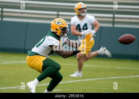 Green Bay Packers' Tyrell Ford catches during NFL football training camp  Saturday, July 29, 2023, in Green Bay, Wis. (AP Photo/Morry Gash Stock  Photo - Alamy