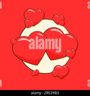 Design with hearts for greeting card, banner, flyer etc. Cartoon. Vector illustration Stock Vector