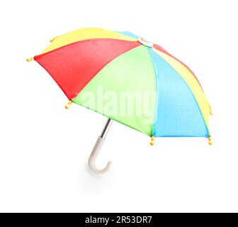 Mini colorful umbrella on white background Stock Photo