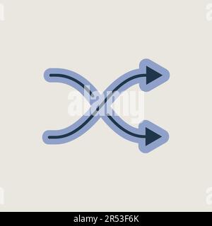 Shuffle vector isolated icon. Crossed arrows. Media player button. Random music order Stock Vector