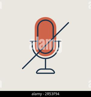 Microphone, mic mute vector isolated icon. Music sign. Graph symbol for music and sound web site and apps design, logo, app, UI Stock Vector