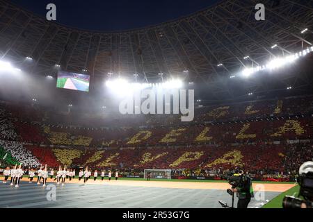 Budapest, Hungary. 31st May, 2023. Supporters of As Roma are seen the Uefa Europa League final match beetween Sevilla Fc and As Roma at Puskas Arena on May 31 2023 in Budapest, Hungary . Credit: Marco Canoniero/Alamy Live News Stock Photo