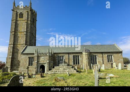 The parish Church of St Buryan, St Buryan, Cornwall, England, UK Stock Photo