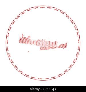 Crete icon. Round logo with island map and title. Stylish Crete badge ...