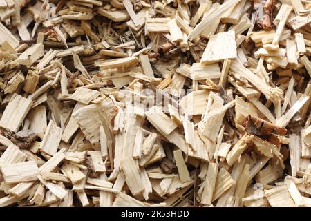 Full frame view of wood chips. Stock Photo